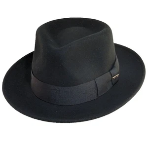 SCALA * HERREN SCHWARZ WOLLE FEDORA HUT * 1 L * NEU KNAUTSCHBAR PORK PIE 4 JAHRESZEITEN SALE - Bild 1 von 5