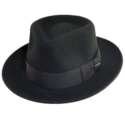 ESCALA * SOMBRERO FEDORA DE LANA NEGRO PARA HOMBRE * 1 M * NUEVO PASTEL DE CERDO APLASTABLE VENTA DE 4 TEMPORADAS Foto 1 de 4