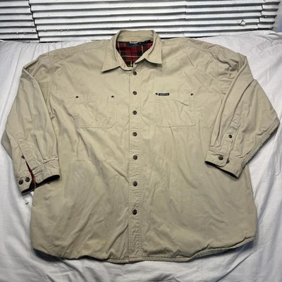 Ruff Hewn Shirt Jacket Mens 2XL Beige Tan Flannel Lined Workwear Heavyweight - Image 1 of 4