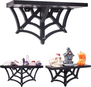 Spider Web Floating Shelf - Gothic Halloween Hanging 4D x 10W x 5.5H in - Picture 1 of 8