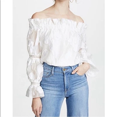 Блузка Alexis Raza с открытыми плечами цветочный узор вращающаяся белая - Изображение 1 из 4