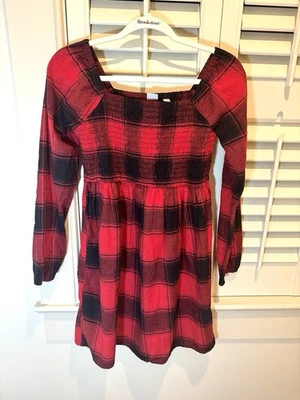 Gap Girls Dress Size XL 12 Smocked Cotton Dress Buffalo Black Red Check NWT - Image 1 of 4
