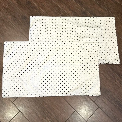 Ralph Lauren Barrymore Polka Dot Navy/Cream Standard Pillow Cases, Set Of 2 EUC - Image 1 of 4