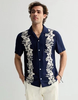 Trinity Coast Camp Collar Button Down Shirt Navy Blazer Men’s Small $35 - Image 1 of 3