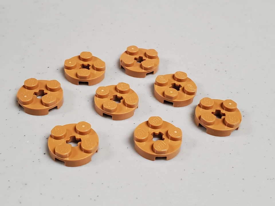 LEGO NEW Parts 4032 x8 MEDIUM NOUGAT Plate, Round 2 x 2 with Axle Hole 6167643 - Image 1 of 1