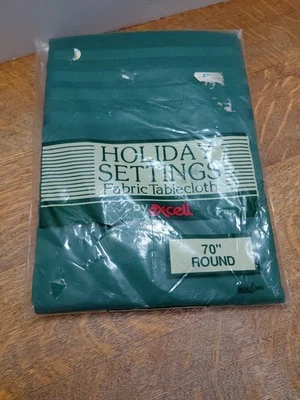 Ex-cell 70" Round Green Fabric Table Cloth - Image 1 of 4