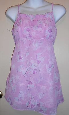 Muñeca bebé de gasa adornada frontal con volantes Limited Too Girls top lila 14 nueva con etiquetas Foto 1 de 2