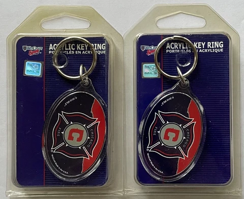 MLS Chicago Fire FC 1 Pair Oval Acrylic Keychains Key Chain Ring (Old Logo) Cover