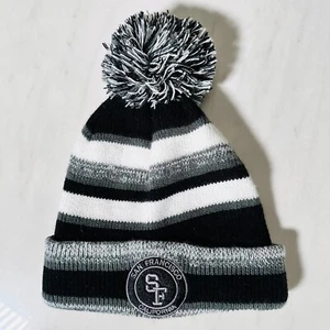 San Francisco California Premium Beanie Mütze mit Bommel schwarz grau gestreift - Erwachsene - Bild 1 von 6