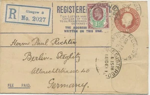 GB 1911 GV 3d papelería postal registrada env mejorado con EVII 1 1/2d Somerset - Imagen 1 de 4