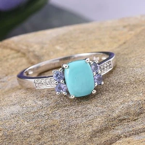 NIB $149.99 Size 7 Genuine Sonoran Blue Turquoise & Tanzanite Ring M-4 - Picture 1 of 5