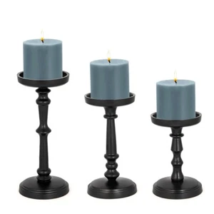 CANDLE HOLDER SET IN BLACK - Picture 1 of 2