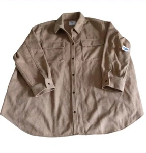 NWT Old Navy 4X Oatmeal Heather Twill Snap Button Front Shacket Shirt Jacket - Picture 1 of 14