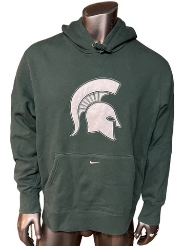 Nike Michigan State Spartans Hoodie Adult XL Green Center Swoosh Mens Cover