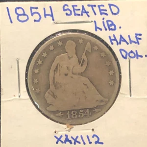 1854 P ARROWS SEATED LIBERTY SILVER HALF DOLLAR - Picture 1 of 2