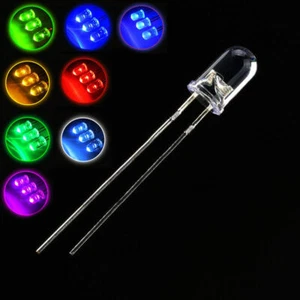 LED transparente ultra brillante 3/5 mm rojo, azul, blanco, verde, amarillo, rosa, púrpura, verde jade - Imagen 1 de 8