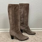 MASERATI BOOTS Womens 7 B Tan Genuine LEATHER TALL Stacked Heel Made in Italy