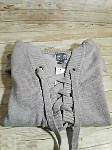 Pullover New York & Company SOHO grau Schnürung Strickpullover Größe S - Bild 1 von 10