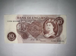 1966 - 70 Bank of England JS FFORDE 10 SHILLING Note Britain United Kingdom GB - Picture 1 of 2