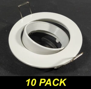 10 x White Gimbal Downlight Fittings 12V MR16 Low Voltage 85mm Diam, 75mm Cutout - Picture 1 of 6