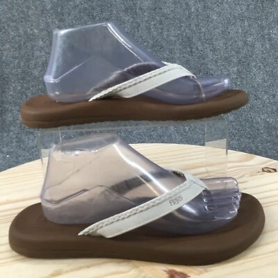 Босоножки Flojos женские 10 шлепанцев стринги плоские без шнуровки белые искусственная кожа - Изображение 1 из 4