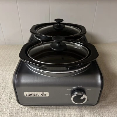 Crock-Pot SCCPMD1-CH Hook Up Double Oval Connectable 2 1-Quart Slow Cookers Pots - Image 1 of 4