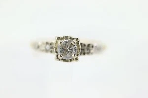 Anillo solitario de filigrana de diamantes Art Deco oro 14k corte europeo diamante cuadrado - Imagen 1 de 6