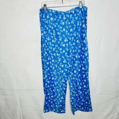 Calça lounge pijama de lã rosa Victoria's Secret azul floral tamanho 1X (34x28) - Imagem 1 de 4