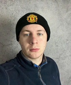 Gorro Manchester United FC para hombre talla única negro bordado logotipo tejido - Imagen 1 de 12