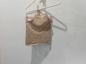 Zara Strick funkelndes Top ärmellos kurz geschnitten Größe Small braun neu mit Etikett - Bild 1 von 4