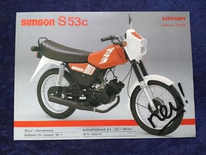 Simson S 53c S 53e Prospekt 2 Seiten - Picture 1 of 2