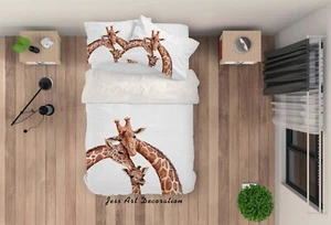 3D Giraffe Quilt Cover Set Duvet Cover Bedding Pillowcases - Picture 1 of 5