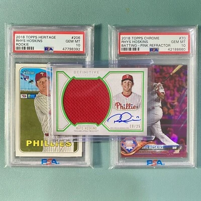 Rhys Hoskins Rookie Group Two PSA 10 RC + 2019 Definitive On Card Jersey Auto - Image 1 of 4