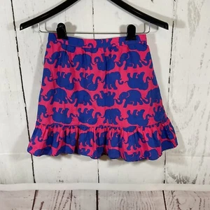 Lilly Pulitzer Girls Bella Mini Skirt XL 12 14 Elephants Animals Blue Red Preppy - Picture 1 of 8