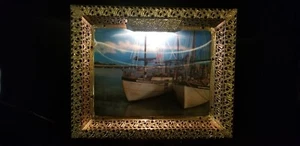 Lenticular 3D Fishing Fleet Dai Nippon Scene Emdurgraph Boat Christina Pensacola - Picture 1 of 9
