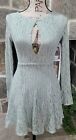 Free People Womens Xs Fit And  Flare Mint Green Lace/See Through Dress