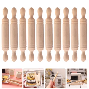 10Pcs Mini Wooden Rolling Pin for Kitchen Scene Dollhouse Props - Bild 1 von 12