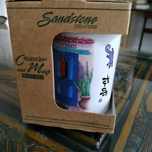 NEW: SANDSTONE CREATIONS MUG AND COASTER GIFT SET NATIVE AMERICAN MEXICAN THEME - Picture 1 of 5