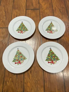 Möwe Fine China Weihnachten/Weihnachtsbaum Speiseteller Goldrand handbemalt - Bild 1 von 10