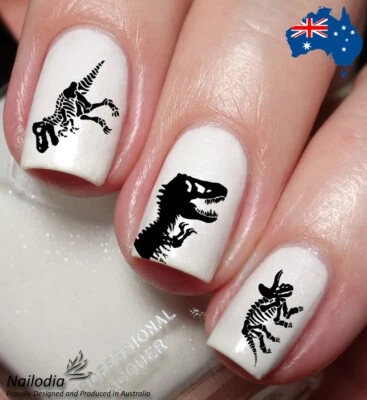 NAILODIA Dinosaur T-Rex Skeleton Nail Art Decal Sticker Water Transfer Slider - Jurassic