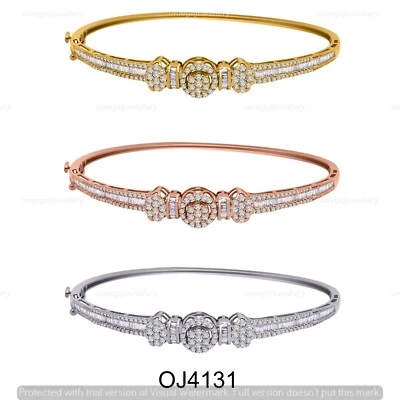 Brazalete tenis diamante natural H/I2 corte redondo de 2,79 quilates oro blanco real de 10 k Foto 1 de 4