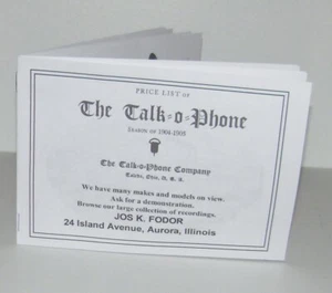 Talk O Phone Phonograph Model Brochure 1904 Reproduction - Picture 1 of 12