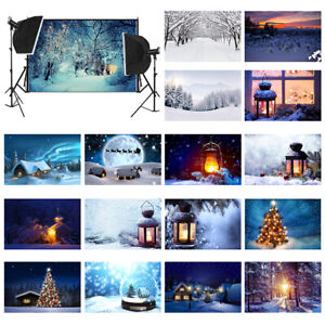 Winter Snow View Photography Background Cloth Vinyl Christmas Backdrop Props