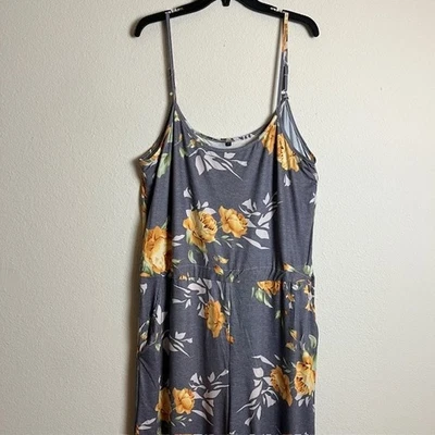 Mono mameluco para mujer talla grande 3XL gris estampado floral correa de espagueti Foto 1 de 4