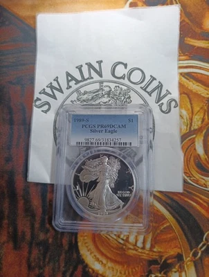 1989-S American Silver Eagle Dollar PR69DCAM PCGS  EG101 - Image 1 of 3