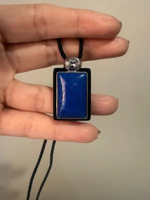 Genuine 7 Gemstone Onyx, Aventurine & MOP Interchangeable 925 Silver Pendant 20" - Image 1 of 4