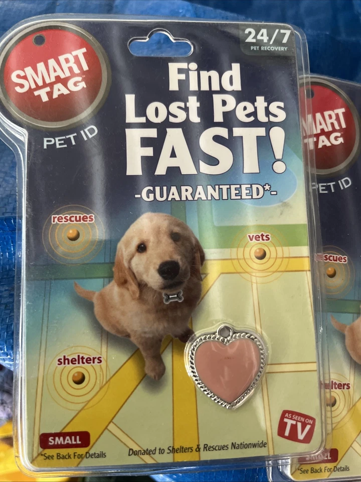 As Seen on TV! Find Lost Pets Fast! Smart Tag Small Heart Pet ID eAlert Service  - Image 1 of 4