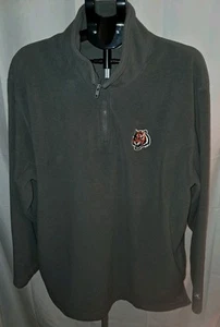 Cincinnati Bengals Reebok NFL Mens Size XL Gray 1/4 Zip Fleece Pullover Sweater - Picture 1 of 5