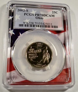 2002-S 25c CLAD PCGS PR70DCAM OHIO QUARTER PROOF DEEP CAMEO PR 70 DC OH - Picture 1 of 4