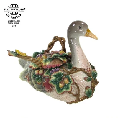 Fitz & Floyd AUTUMN SPLENDOR - GOOSE 3 cuartos de galón Cucharón de puré 58/316 Acción de Gracias Sin usar, en caja Foto 1 de 4